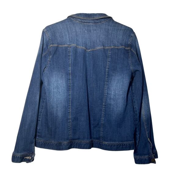 Democracy Denim Jean Jacket Blue Medium Wash Size Large Casual Western Travel - Picture 2 of 11